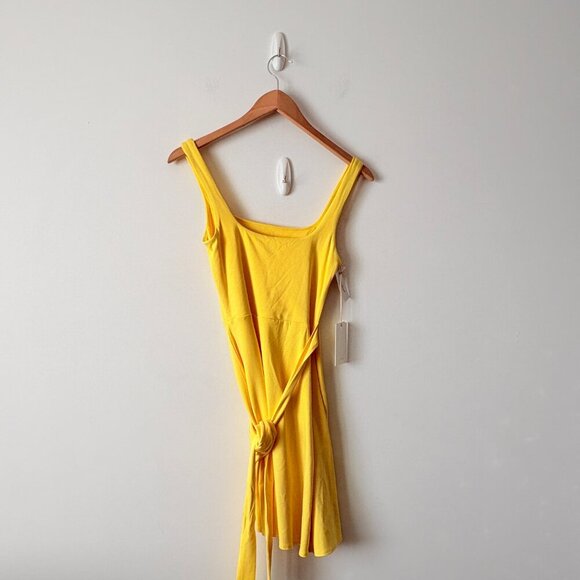 Aritzia Wilfred Saturn Wrap Mini Dress NWT Sunflower Yellow Size Small - Picture 3 of 6